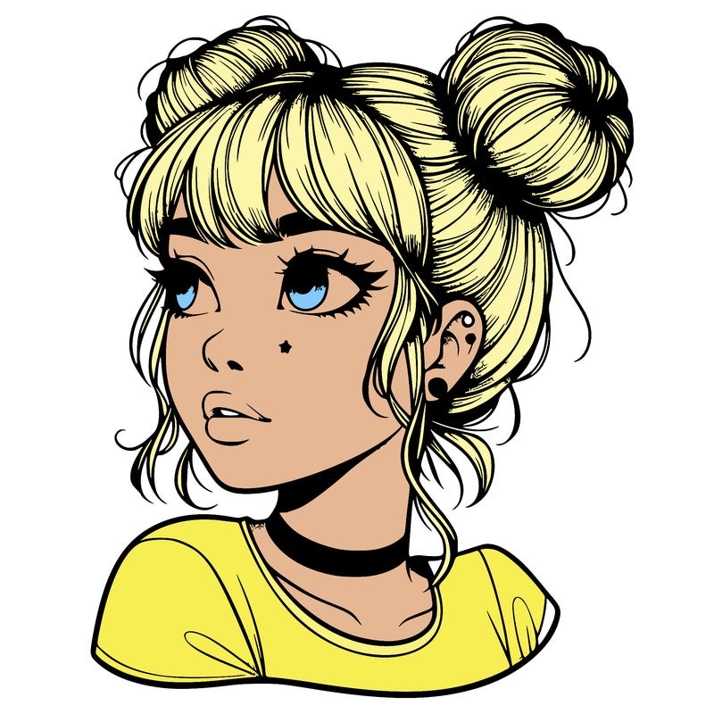 realistic girl with spacebuns