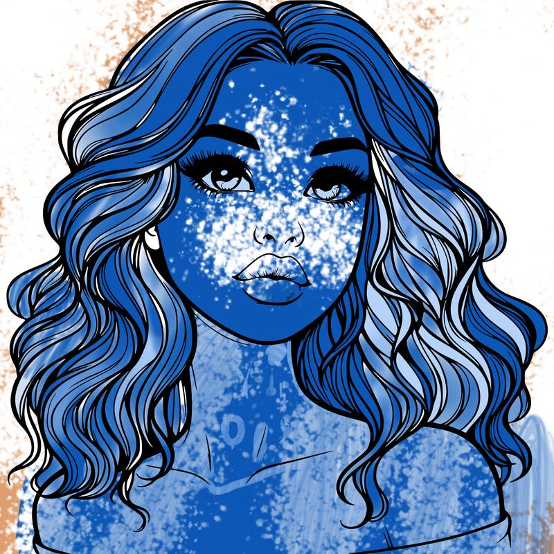 realistic girl with wavy hair and lips