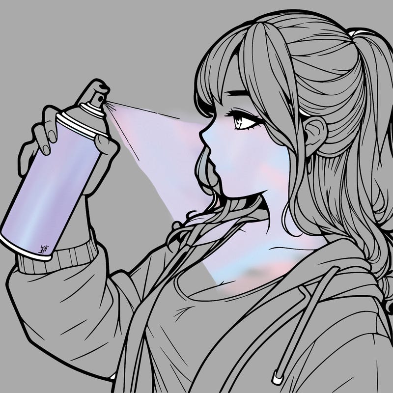 a realistic girl spray, painting