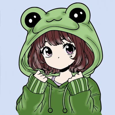 a cute teenage girl wearing a frog hoodie