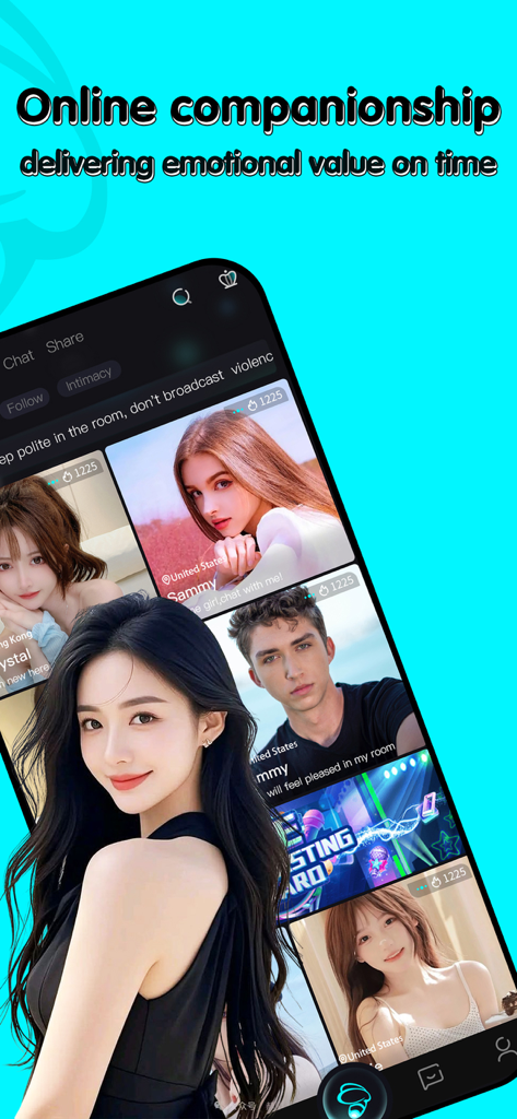 Firefly Live app screen displaying diverse live stream hosts for online connection