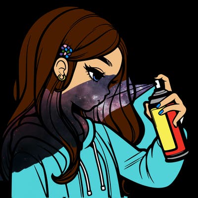 a realistic girl spray painting