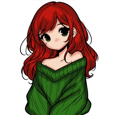 shy pretty girl wearing a sweater that is falling off one shoulder portrait
