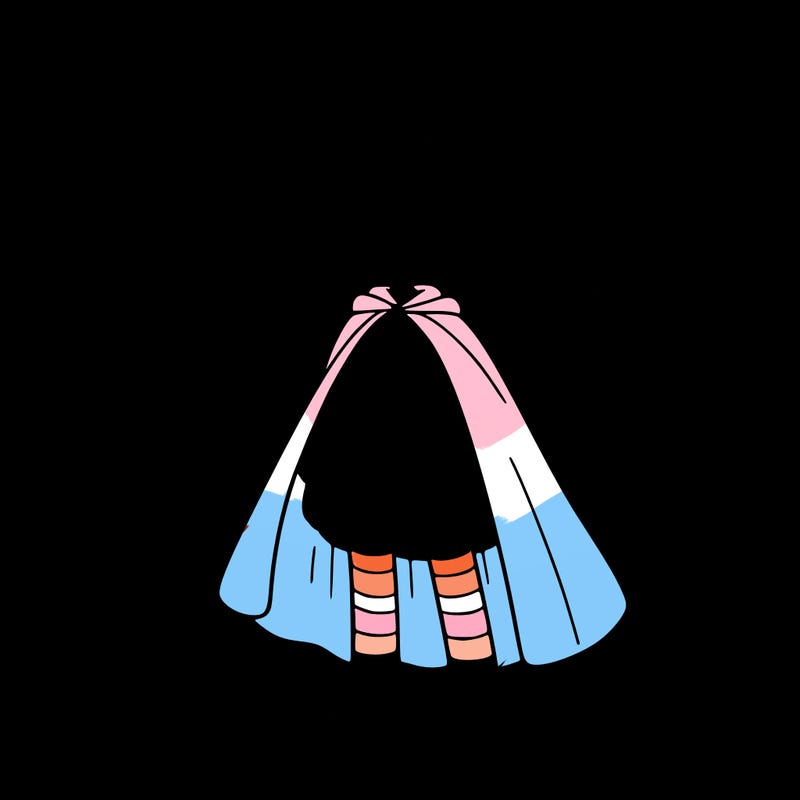 a girl with purple hair with a cape