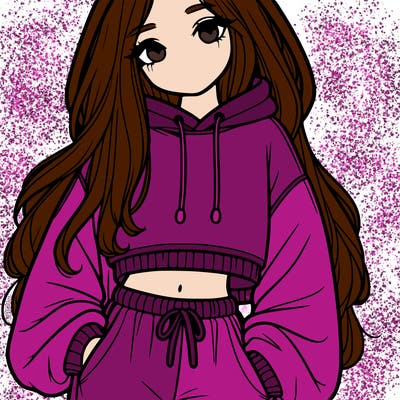 girl in over sized hoodie and crop with long hair