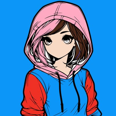 realistic girl with hoodie