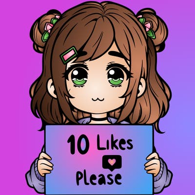 a girl with a sign saying 10 likes please