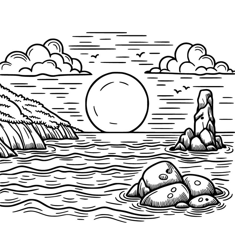 a sunset by the ocean