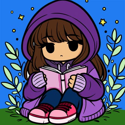 girl in oversized hoodie reading a book