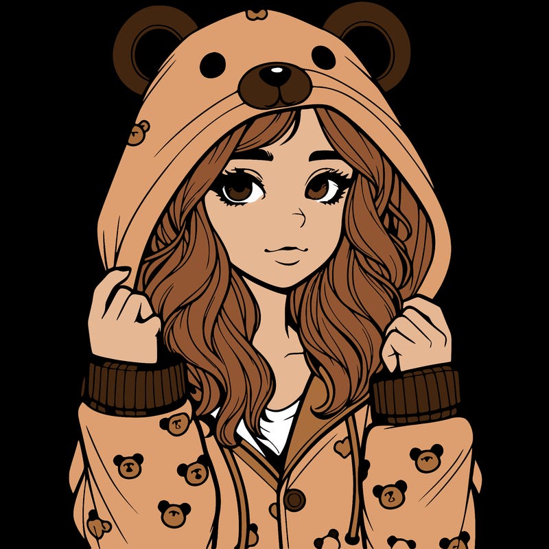 realistic girl in a animal pjs hoodie