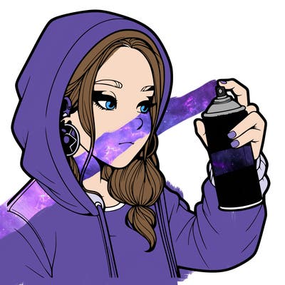 a realistic girl, spray painting