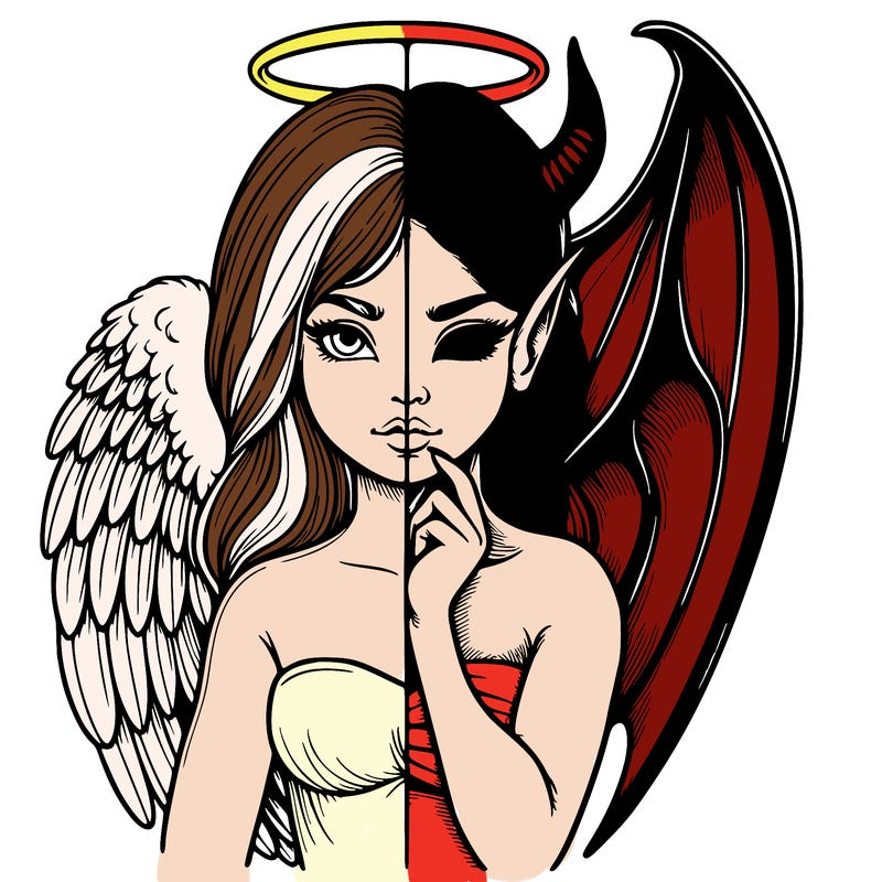 realistic angel half demon