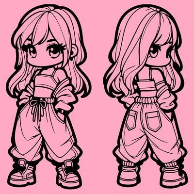 girl in crop top and baggy pants