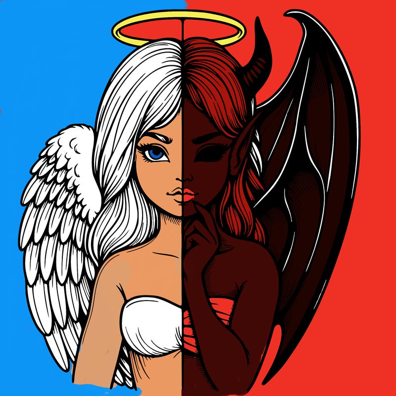 realistic angel half demon