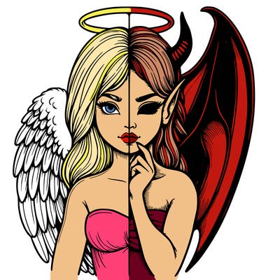 realistic angel half demon