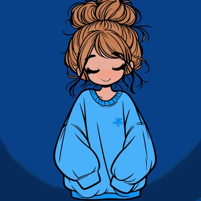 girl with baggy sweatshirt and messy bun