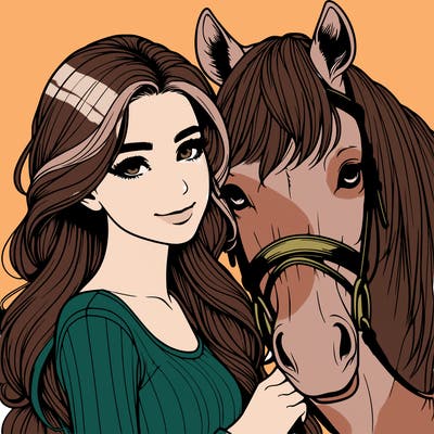 realistic girl with horse