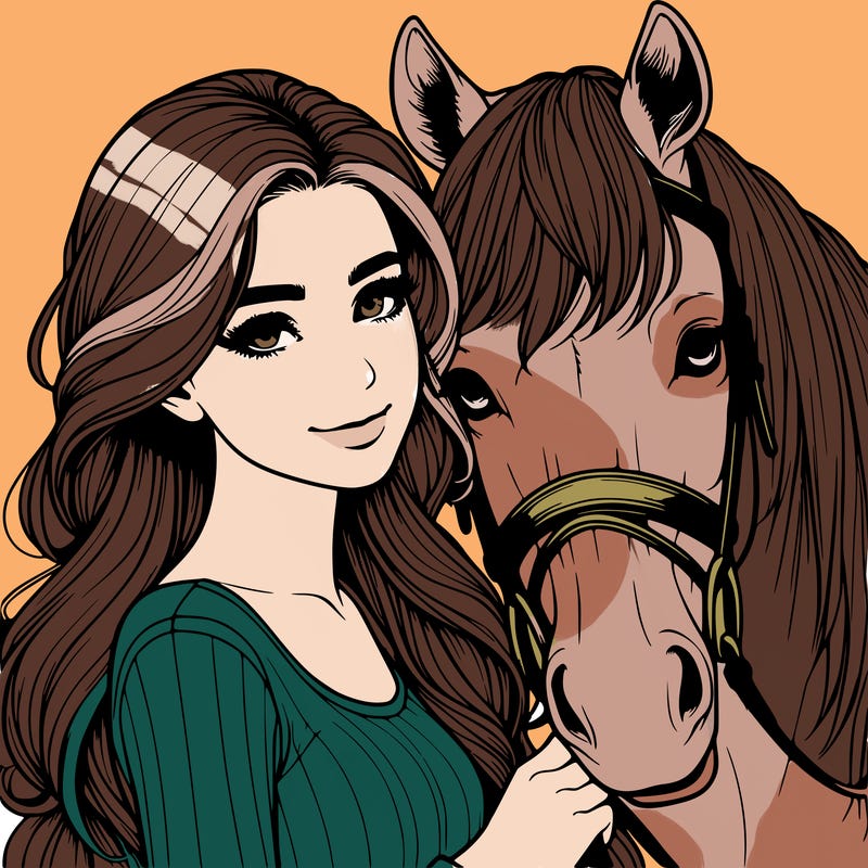 realistic girl with horse