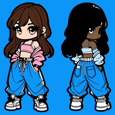 girl in crop top and baggy pants