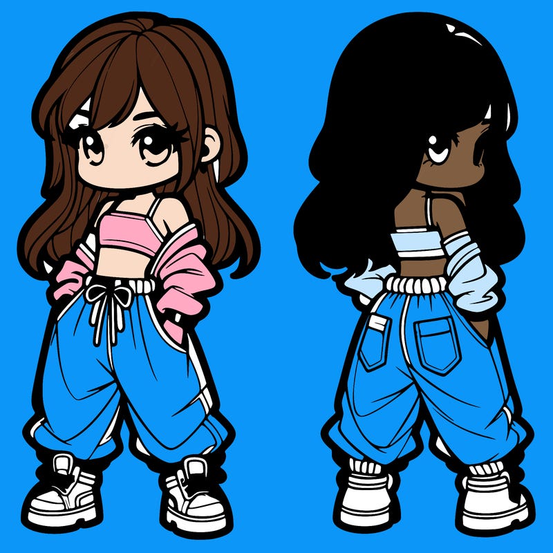 girl in crop top and baggy pants