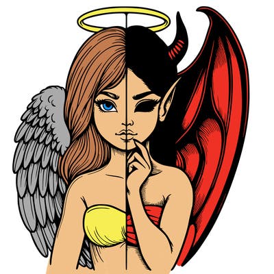 realistic angel half demon