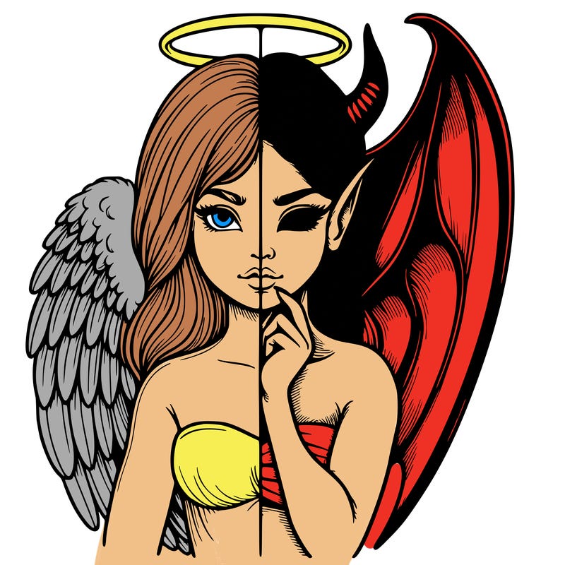 realistic angel half demon