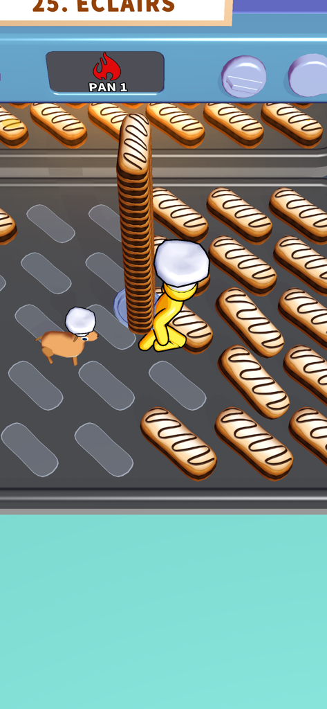 Baking Time! - Personaje chef cargando una gran pila de eclairs en Baking Time