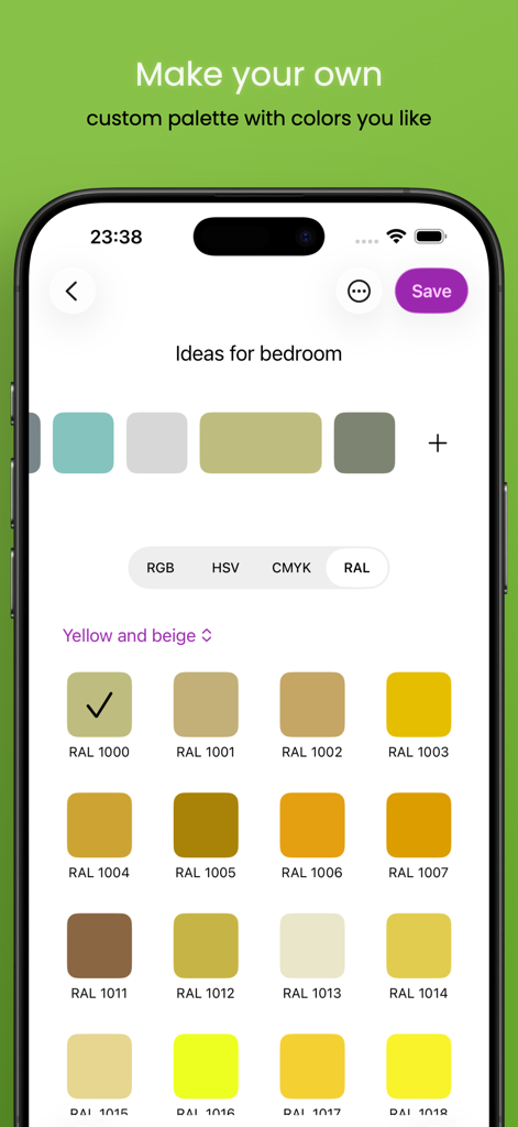 Criação de paleta de cores personalizada usando códigos de cores RAL para projetos de design de interiores.