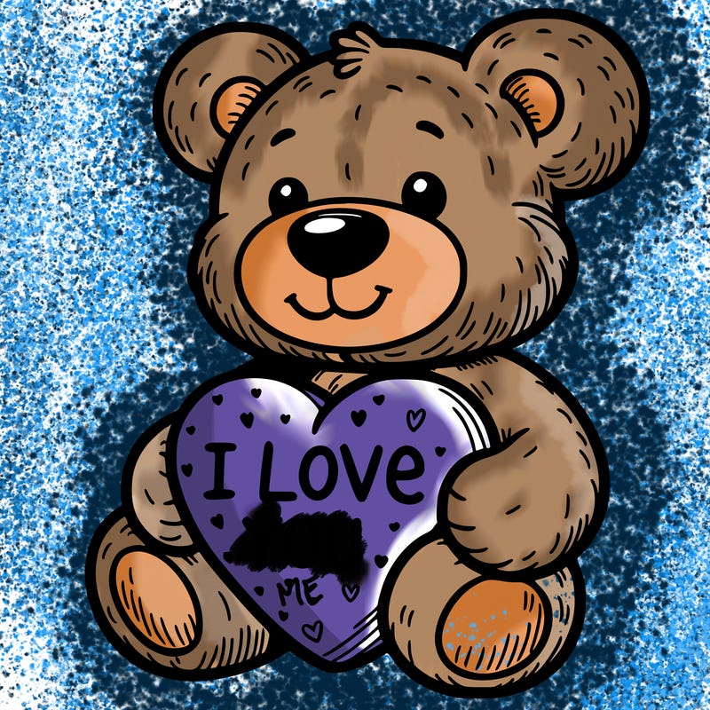 teddy bear holding an i love you heart