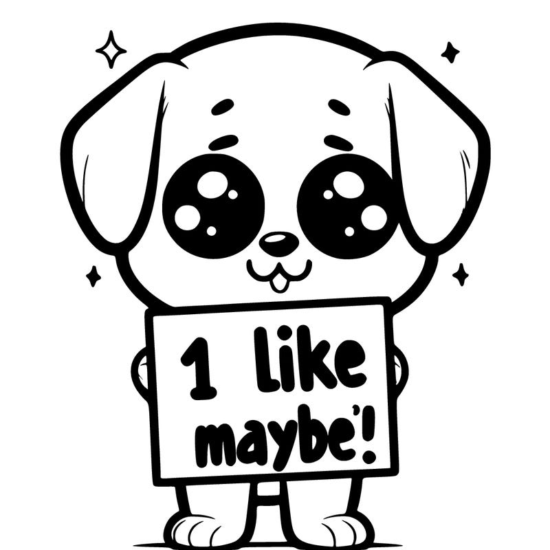cute dog holding sine that says 1 like maybe?