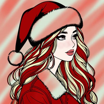 realistic girl in santa hat