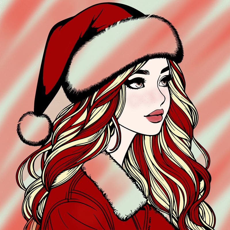 realistic girl in santa hat