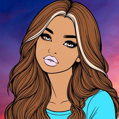 realistic girl with hair on her hair and lips