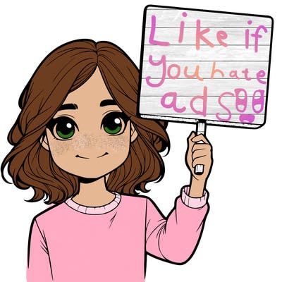 realistic girl holding up a sign