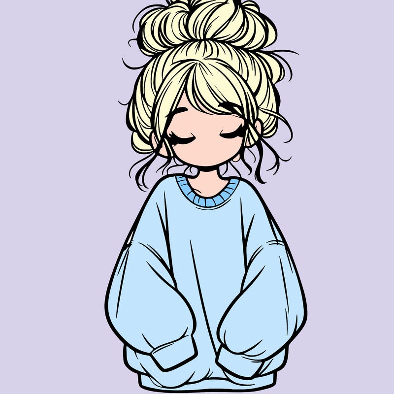 girl with baggy sweatshirt and messy bun