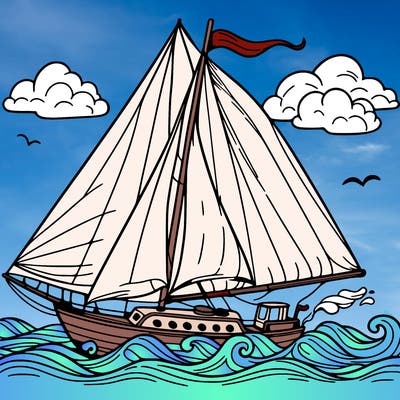 sailingboat in lineart