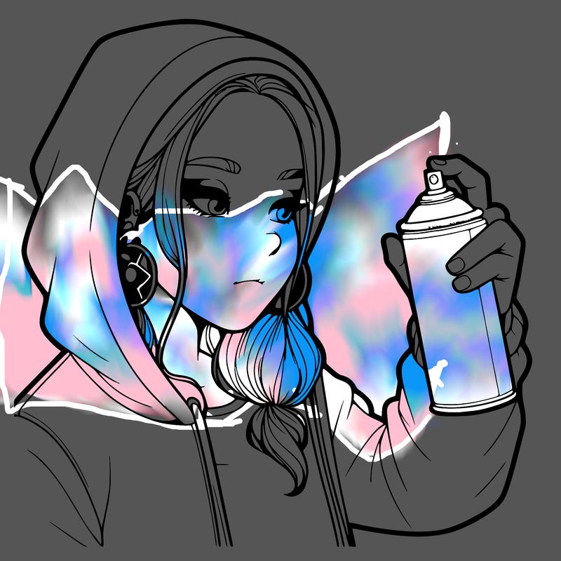 a realistic girl, spray painting