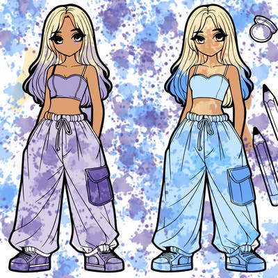 girl in crop top with baggy pants