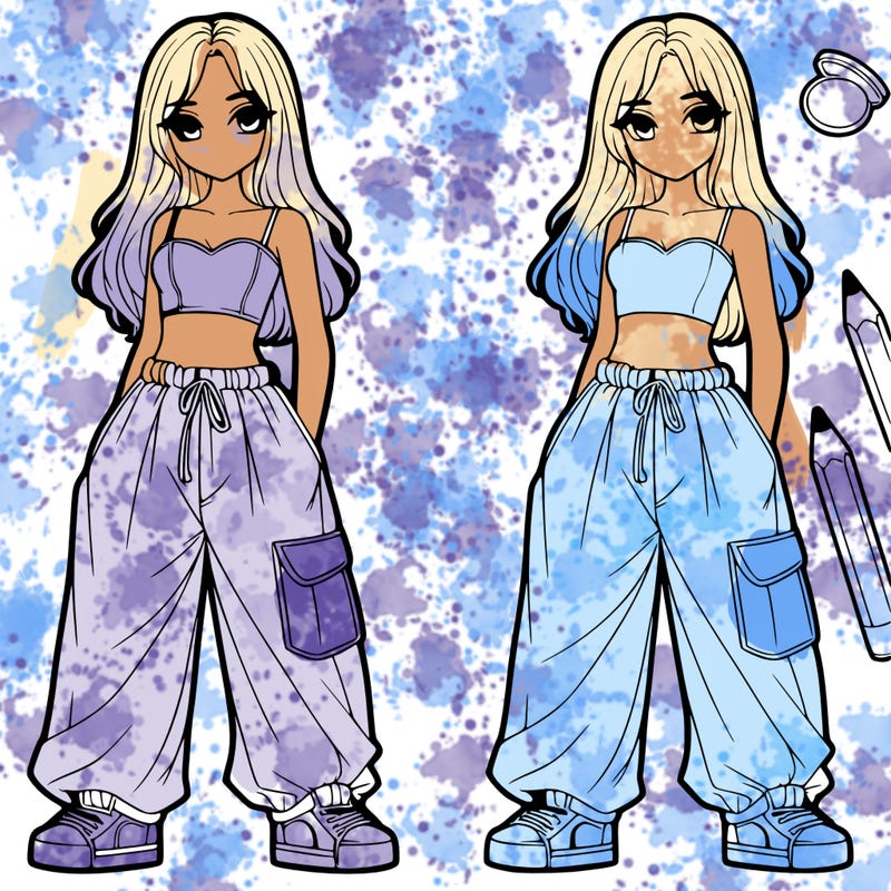 girl in crop top with baggy pants