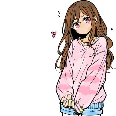 manga teen girl  in a sweater and baggy pants