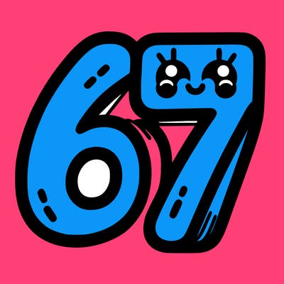 the numbers 67