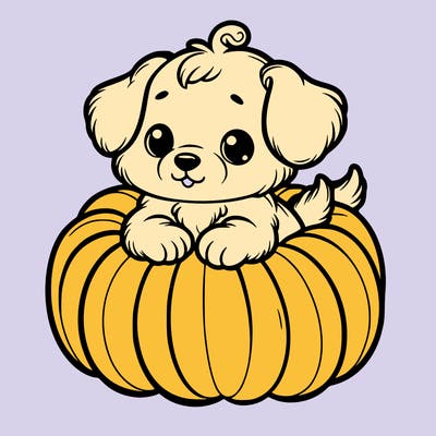 cute little puppy in a pumpkin