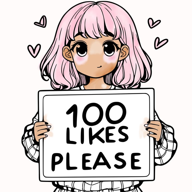 a girl holding a sign saying 100 likes please