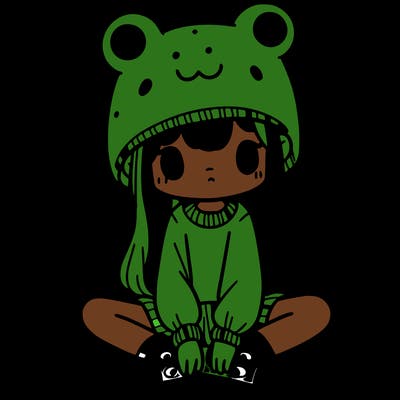 a girl wearing a frog hat and some frog socks