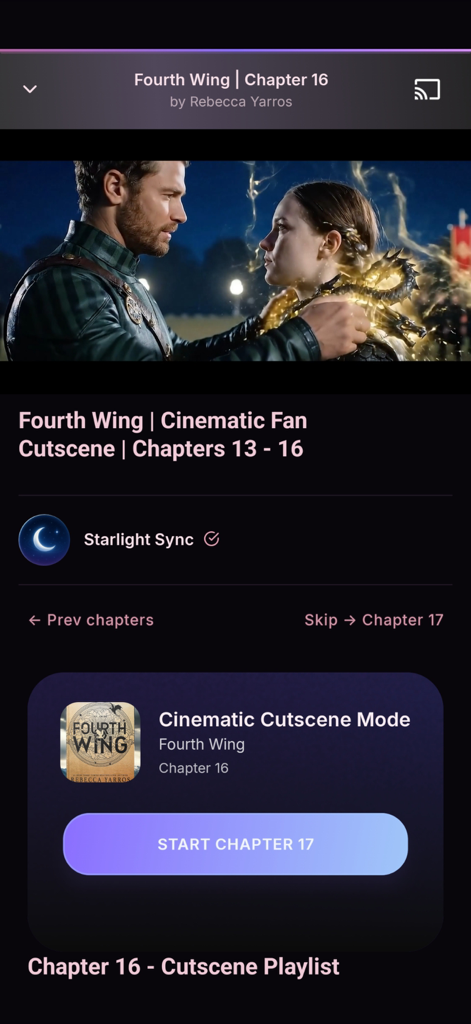 Ambient Books: Video Novels - Cinematic cutscene for Fourth Wing chapter sixteen in the Ambient Books app