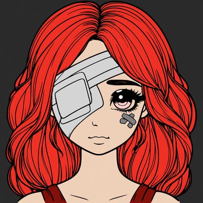 realistic girl with bandage over her eye