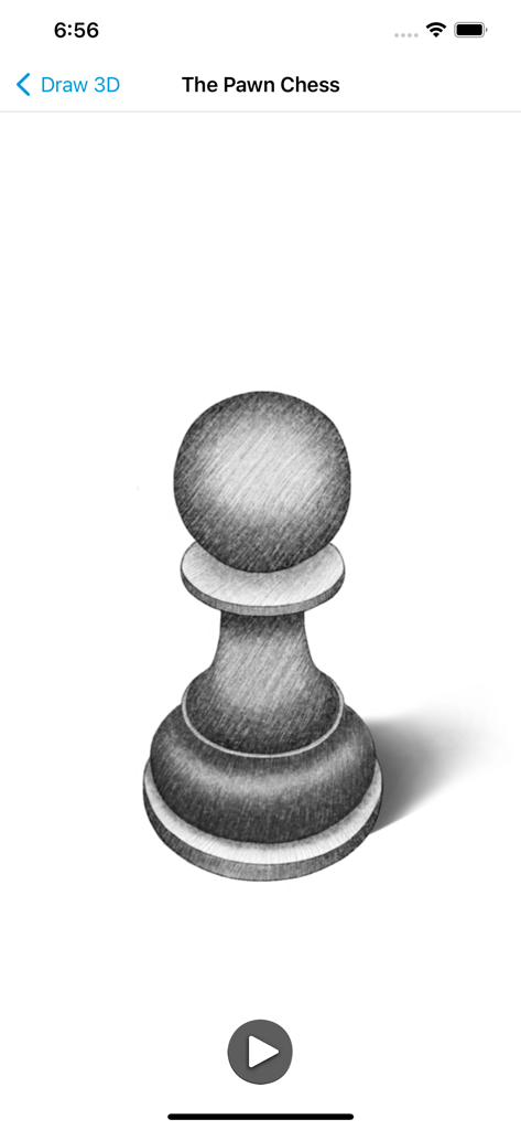 Learn how to Draw 3D - Dibujo a lápiz 3D de un peón de ajedrez con sombreado y sombras realistas.