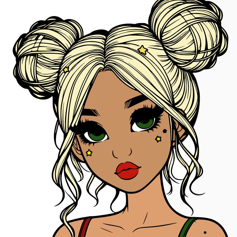 realistic girl with space buns