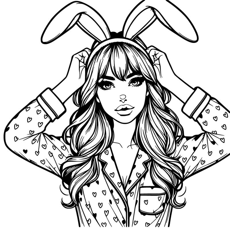 beautiful realistic woman in a bunny pj