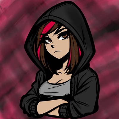 badass girl with hood on